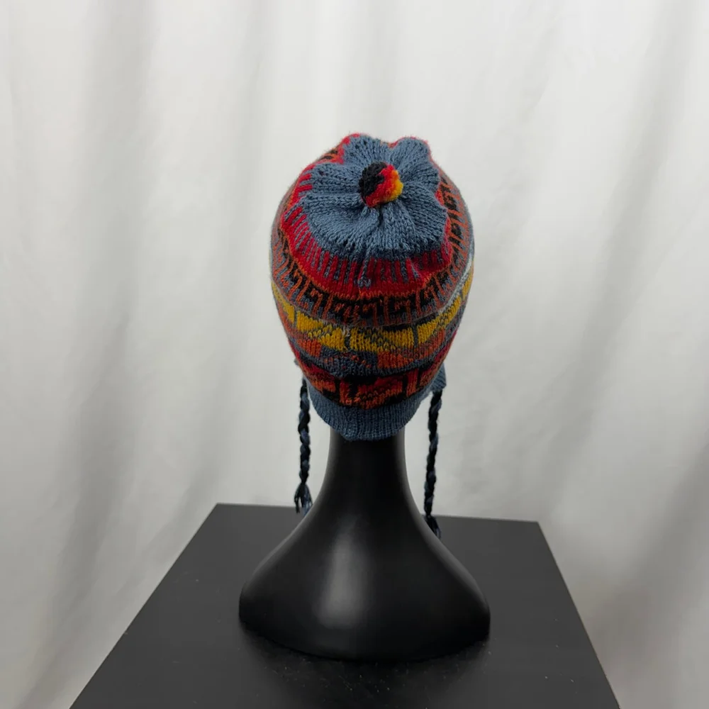NWOT Alpaca Peruvian Knit Chullo Earflap Hat Llama Warm Winter Colorful Beanie